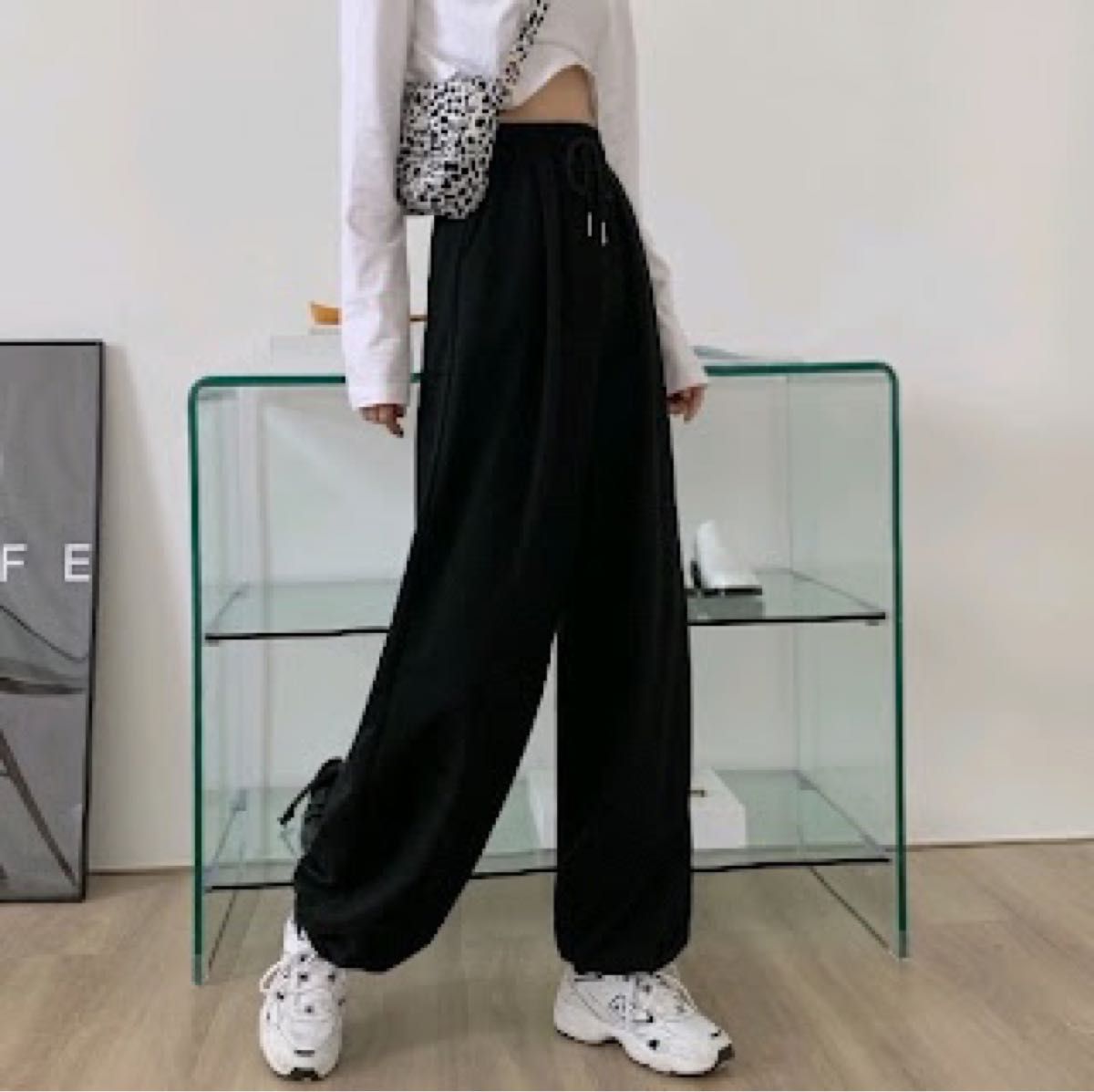 新品 人気 韓国 ジョガーパンツ レディース ダンス スウェット ブラックM ジョガーパンツ スウェット レディース ブラック M
