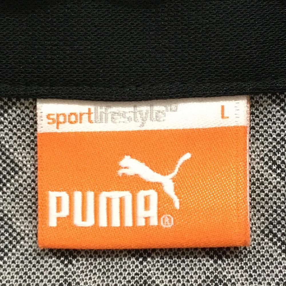 【超美品】プーマ 長袖ポロシャツ ライトグレー×黒 ダイヤ柄調 DRYCELL レディース L ゴルフウェア PUMA_画像5