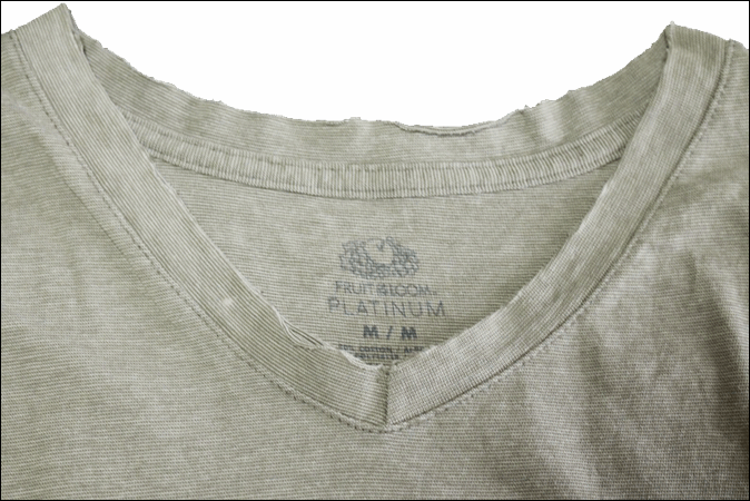 [M] FRUIT OF THE LOOM V шея футболка хлопок одноцветный серый фрукты ob The салон Vintage Vintage USA б/у одежда Old IB1131