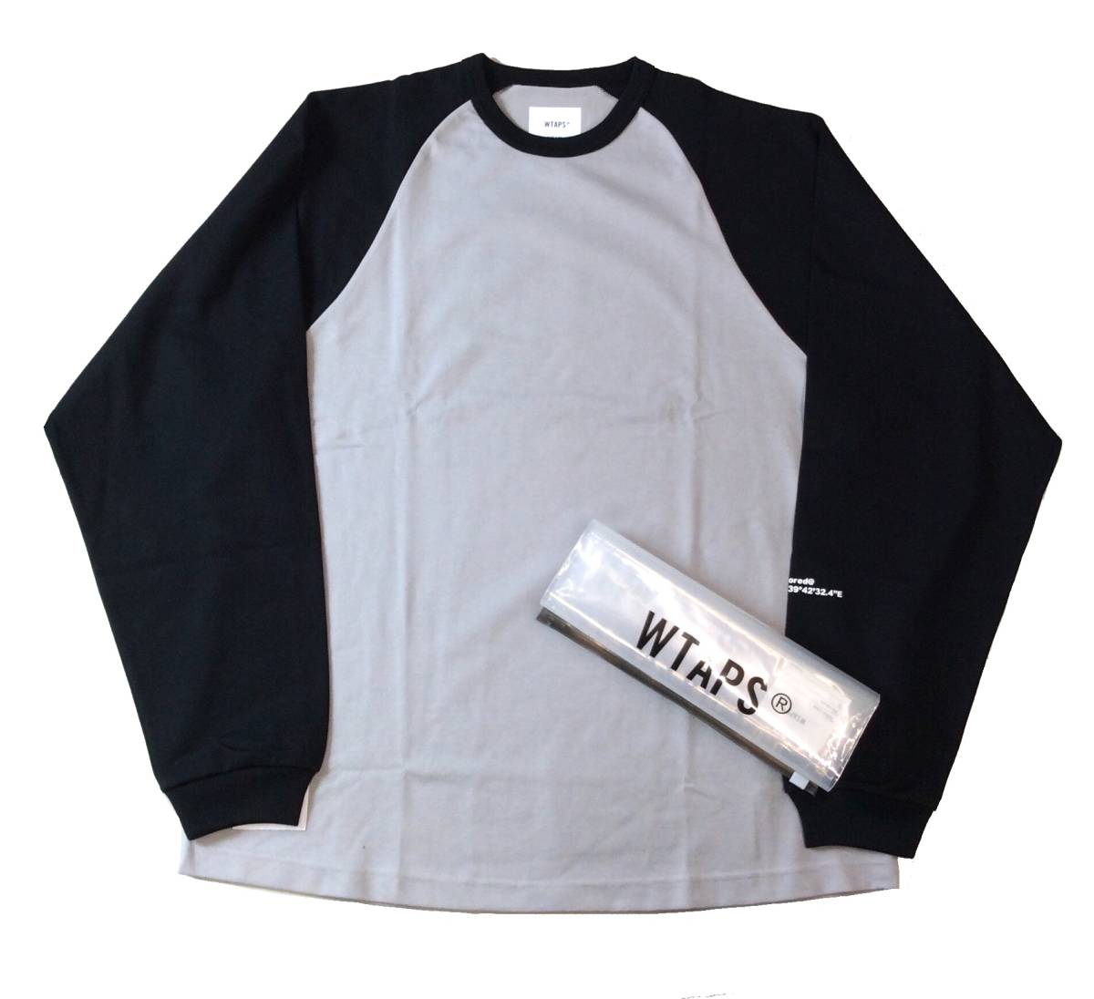 未使用 WTAPS ダブルタップス 22AW IAN/RAGLAN/CTPL.GPS ラグラン 長袖Tシャツ X 04 グレー×ブラック 222ATDT-CSN24_画像1