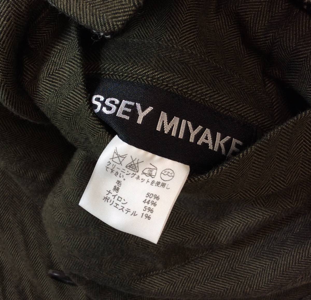 ISSEY MIYAKE イッセイミヤケ リバーシブル テーラードジャケット ウール×コットン ヘリンボーン チェック オリーブ×黒/白 2 (ma)_画像8