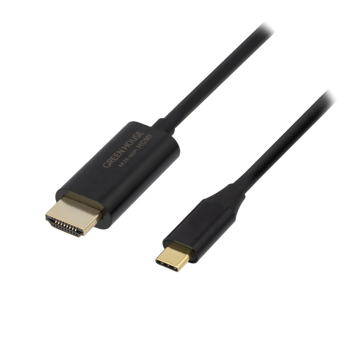 USB Type-C-HDMIミラーリングケーブル TypeC-HDM 3m グリーンハウス GH-HALTB3-BK/3664ｘ１本/送料無料メール便 箱畳む_画像1