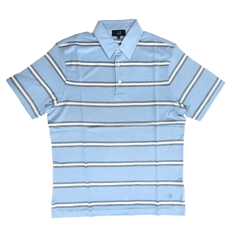 DUNHILL ダンヒル 半袖 ポロシャツ YL1207F270 L ブルー コットン＆シルク 新品 並行輸入品 クリックポストで送料無料