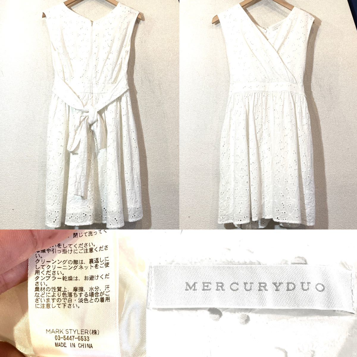 MERCURYDUO ワンピース カシュクール 無地 花柄 刺繍 バックジップ