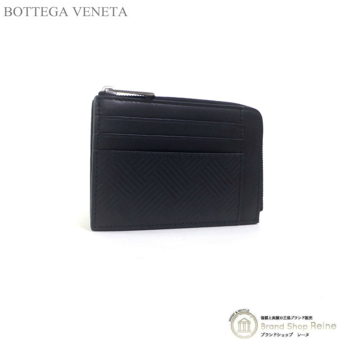 ボッテガ ヴェネタ （BOTTEGA VENETA） デボスイントレチャート レザー カードケース コインケース 667050 ブラック（新品）