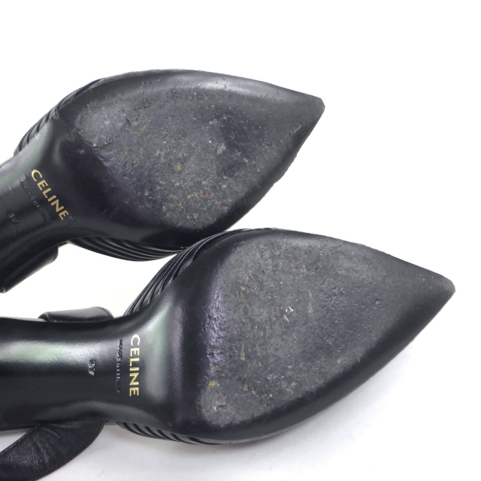 セリーヌ （CELINE） ポインテッドトゥ オープンバック パンプス サンダル バックストラップ シューズ 靴 ＃37 ブラック（中古）_画像8