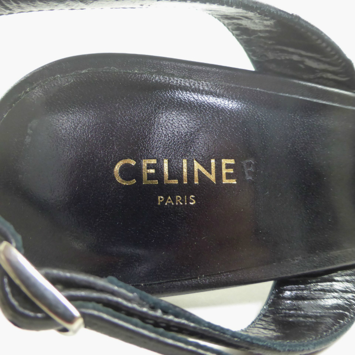 セリーヌ （CELINE） ポインテッドトゥ オープンバック パンプス サンダル バックストラップ シューズ 靴 ＃37 ブラック（中古）_画像6