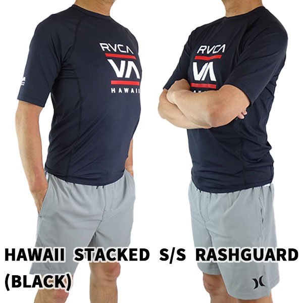 新品未使用 Mサイズ RVCA/ルーカ メンズ 半袖ラッシュガード HAWAII STACKED SS RASHGUARD 男性用 定番モデル UVカット ルカ メール便対応_画像3