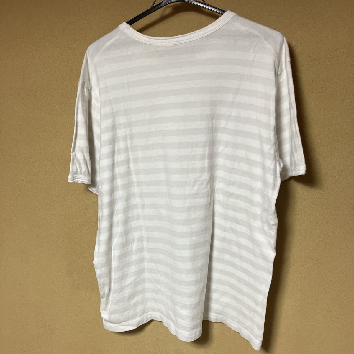 BRU NA BOINNE ブルーナボイン ボーダー メンズ Tシャツ サイズXL ホワイト・ライトグレー 日本製 大きいサイズ_画像4