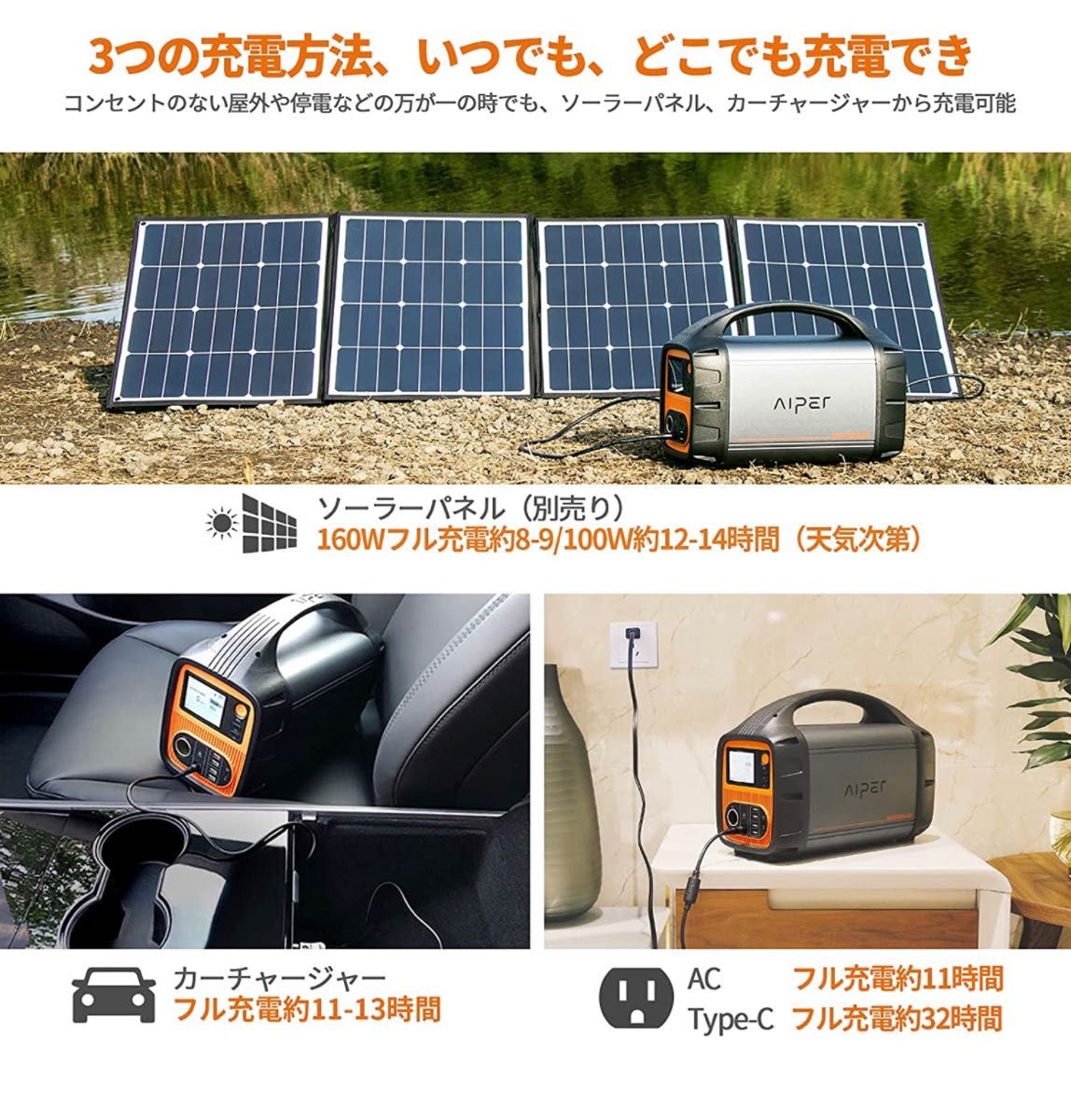 アイパーAiper ソーラーチャージャー100w - 日用品/生活雑貨/旅行