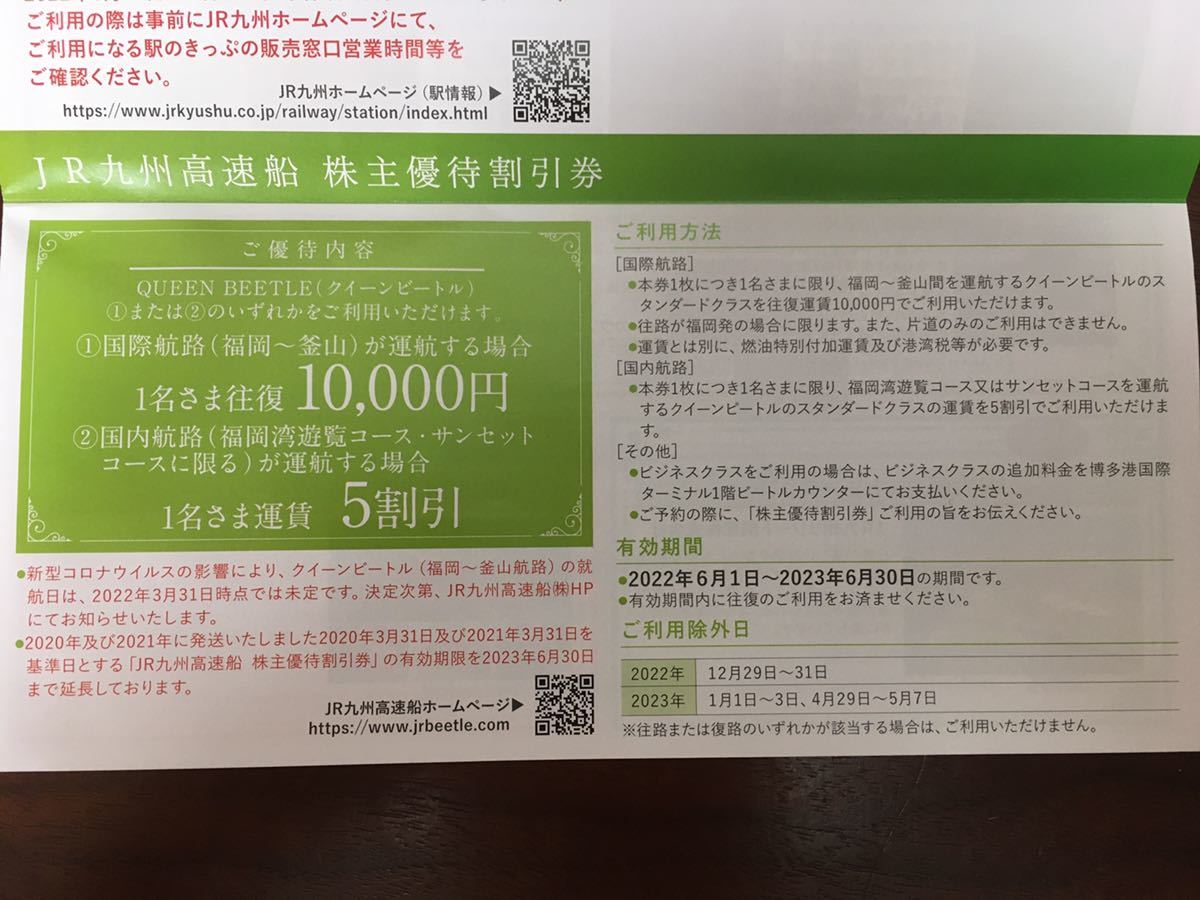 JR九州グループ株主優待券(高速船・ショッピング)の画像2