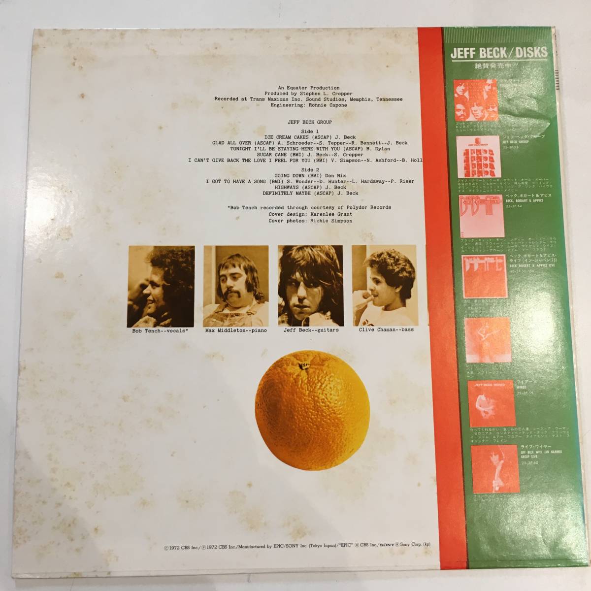 帯付き レコード LP ジェフ ベック グループ Jeff Beck Group / ICE CREAM CAKES アイス クリーム ケーキ
