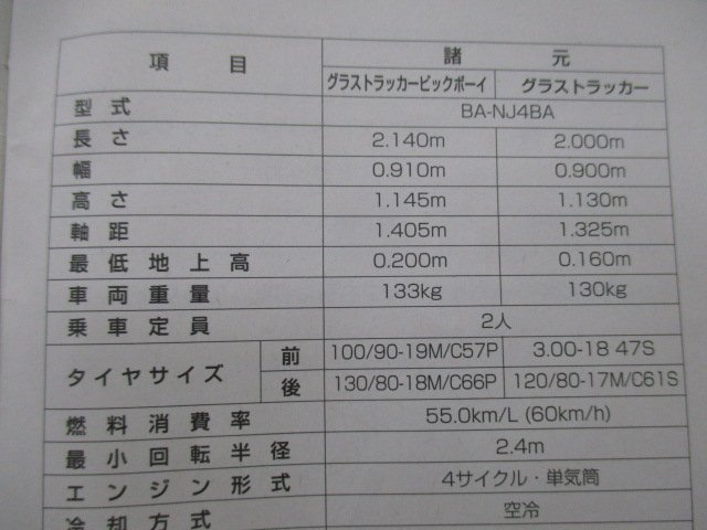 グラストラッカービッグボーイ グラストラッカー 取扱説明書 スズキ 正規 中古 バイク 整備書 NJ4BA 25DL0 GRASSTRACKERBIGBOY CH_取扱説明書