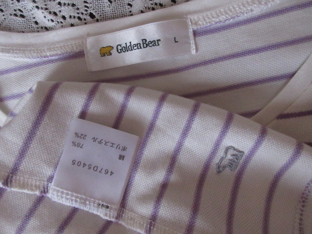 I)# бренд товар #[Golden Bear золотой Bear ]#... олень. . плетеный / хлопок 78%# белый земля . lilac. окантовка # задний длина . футболка #