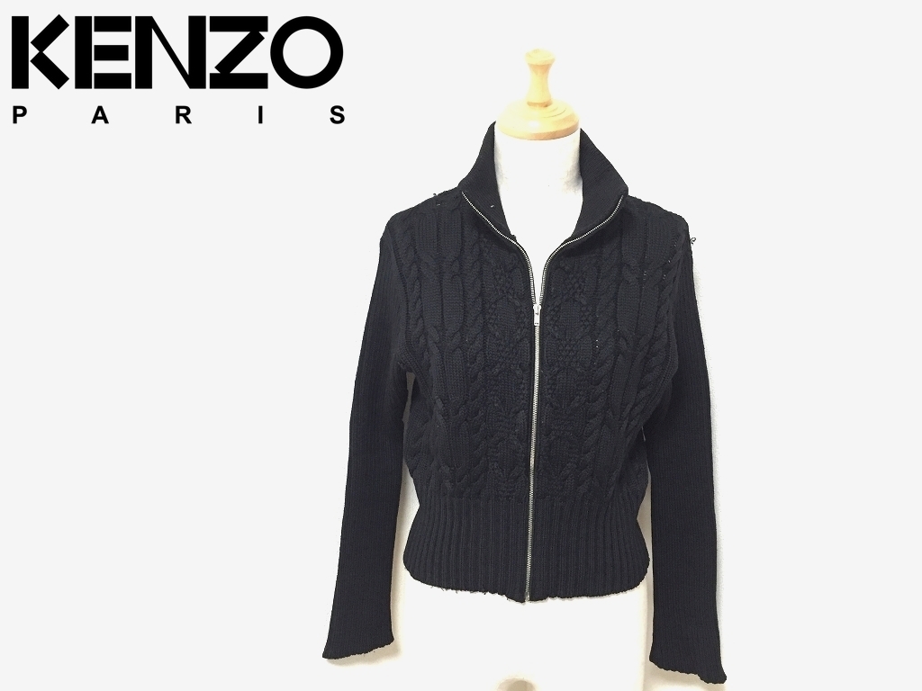  стандартный KENZO Paris Zip выше вязаный Kenzo женский Old Vintage *4