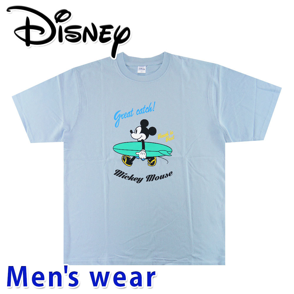 ディズニー 半袖 Tシャツ メンズ ミッキー マウス Disney グッズ 3277-4501A Mサイズ BLGY(ブルーグレー)_画像1