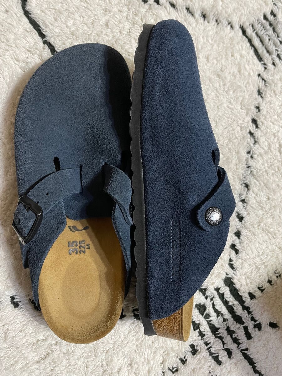 【美品】BIRKENSTOCK ボストン　スエード　ネイビー36 22.5cm