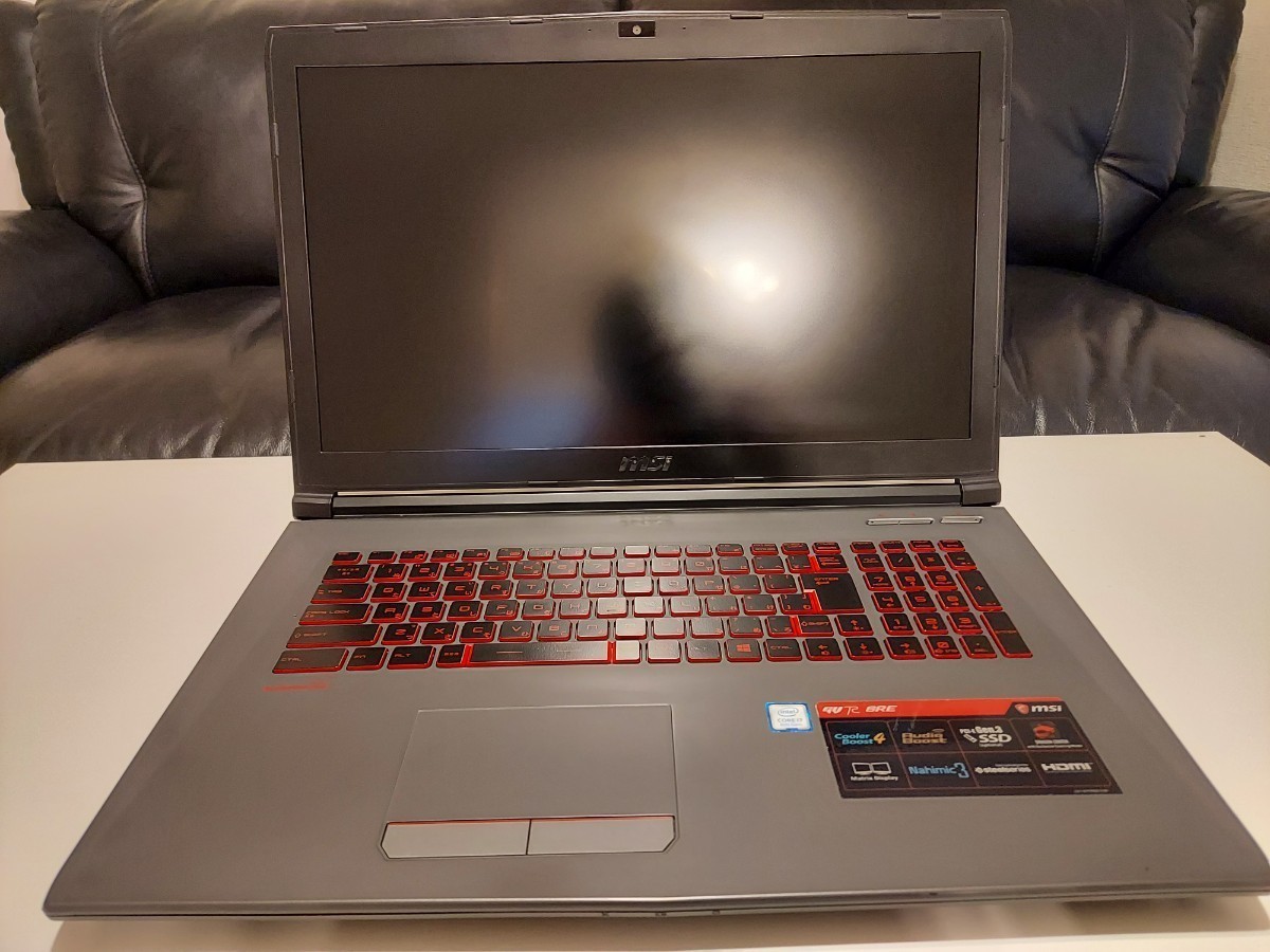 msi GV72 8RE-033JPロゴステッカー剥がれあり起動には問題ありません。