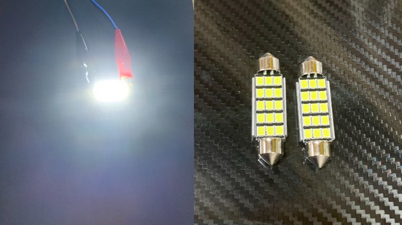 T10×42mm 15連2835SMD LED 高輝度 ホワイト/白12V 【２個セット】_画像1