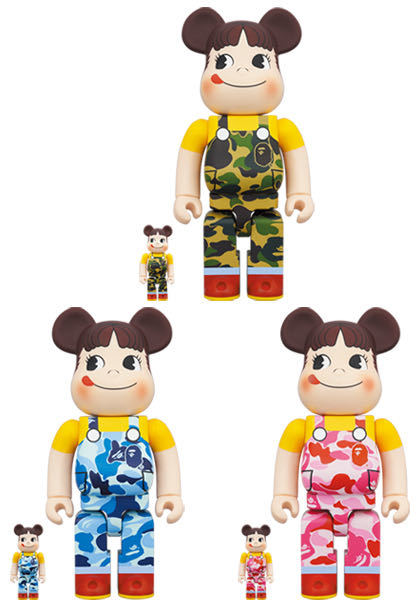 超可爱の ペコちゃん BAPE(R) BE@RBRICK 100％ 3体セット GREEN／PINK