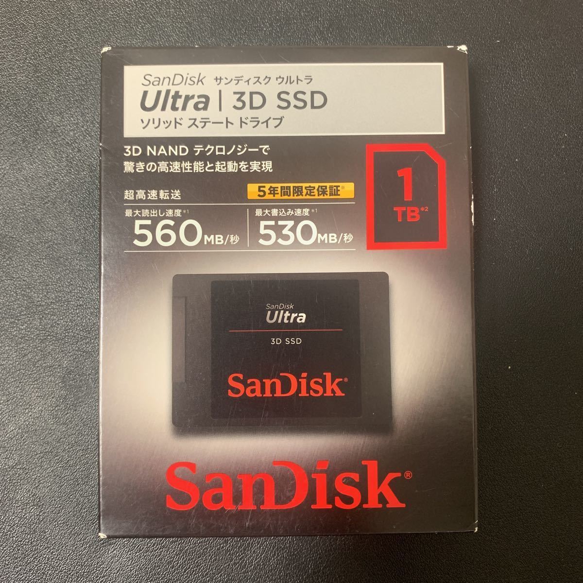 【未使用】SanDIsk SSD Ultra 3D 2.5インチ 7mm SATA 1TB SDSSDH3-1T00-J25_画像1