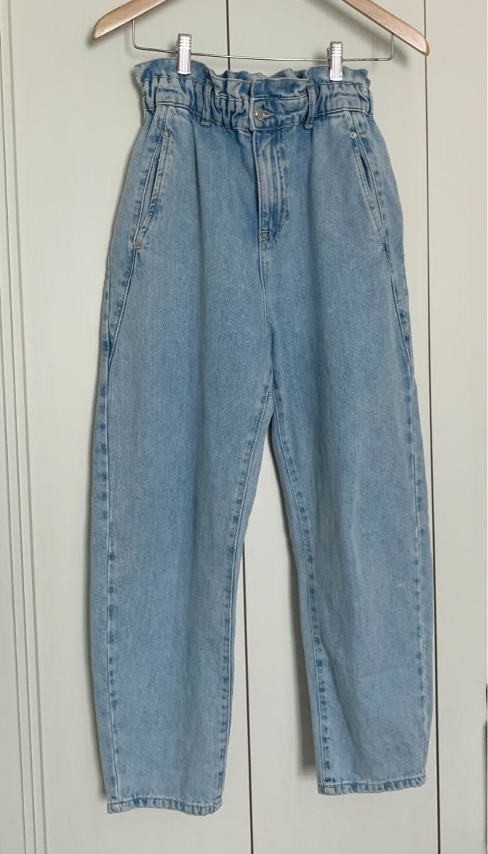 ZARA ハイライズ バギー ペーパーバッグ デニムパンツ 36 ライト ZARA ハイライズ バギー ペーパーバッグ デニムパンツ 36 ライト