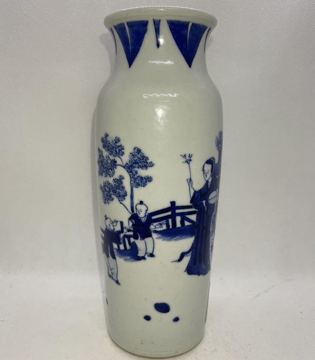 唐物 染付 中国美術 清時代 南京染付 人物 壺 茶入 花瓶 花生 花入