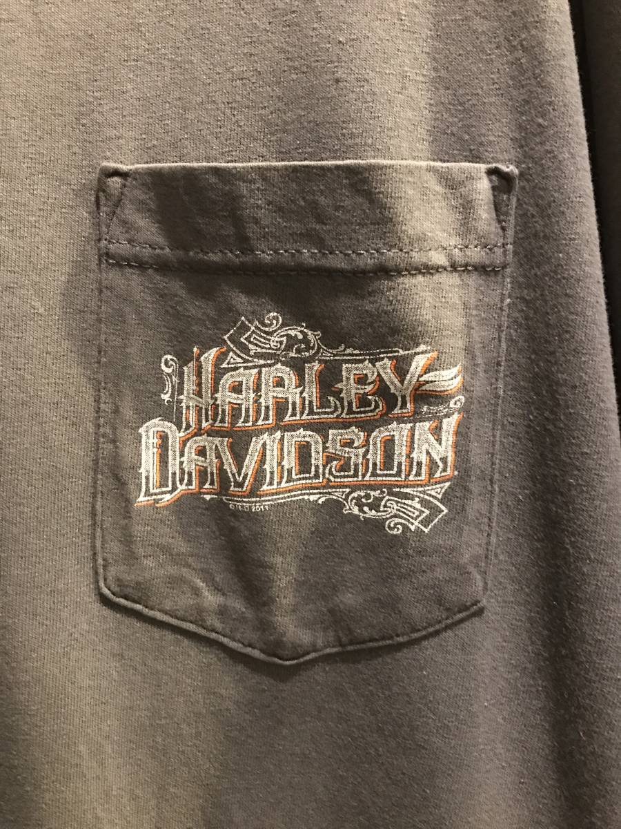 Harley-Davidson ハーレーダビッドソン　プリントTシャツ　Mexico製　ダークグレー　US古着　渋め　バイカー　Lサイズ　半袖