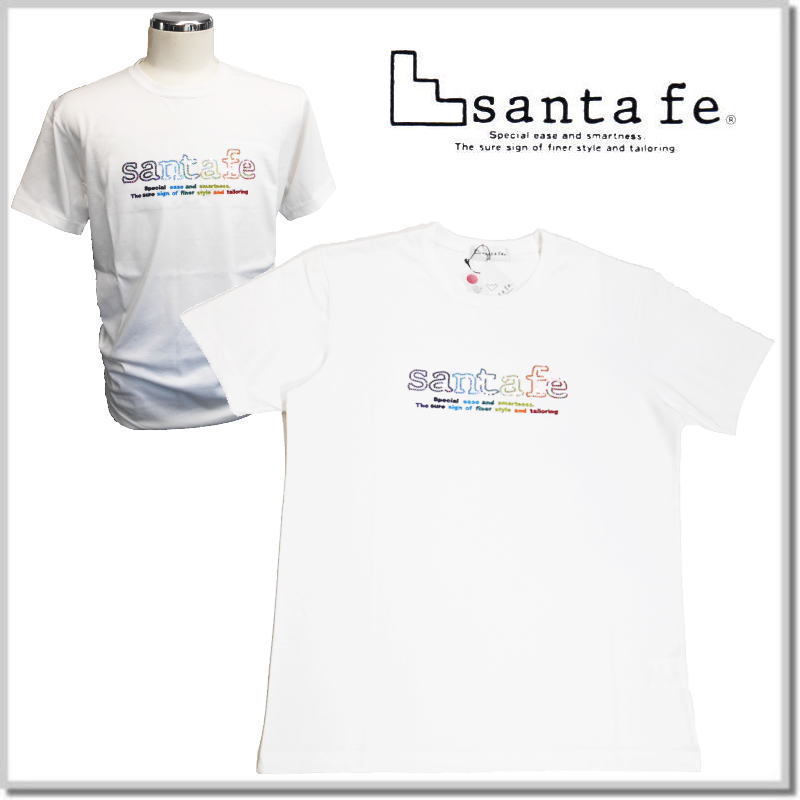 サンタフェ santa fe 天竺スパンコールロゴTシャツ 85803-01(WHITExCOLOR)-48(L) 半袖Tシャツ カットソー