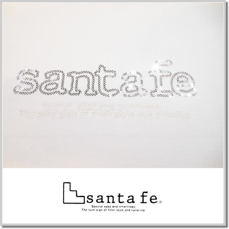 サンタフェ santa fe 天竺スパンコールロゴTシャツ 85803-02(WHITExWHITE)-50(XL) 半袖Tシャツ カットソー_画像3