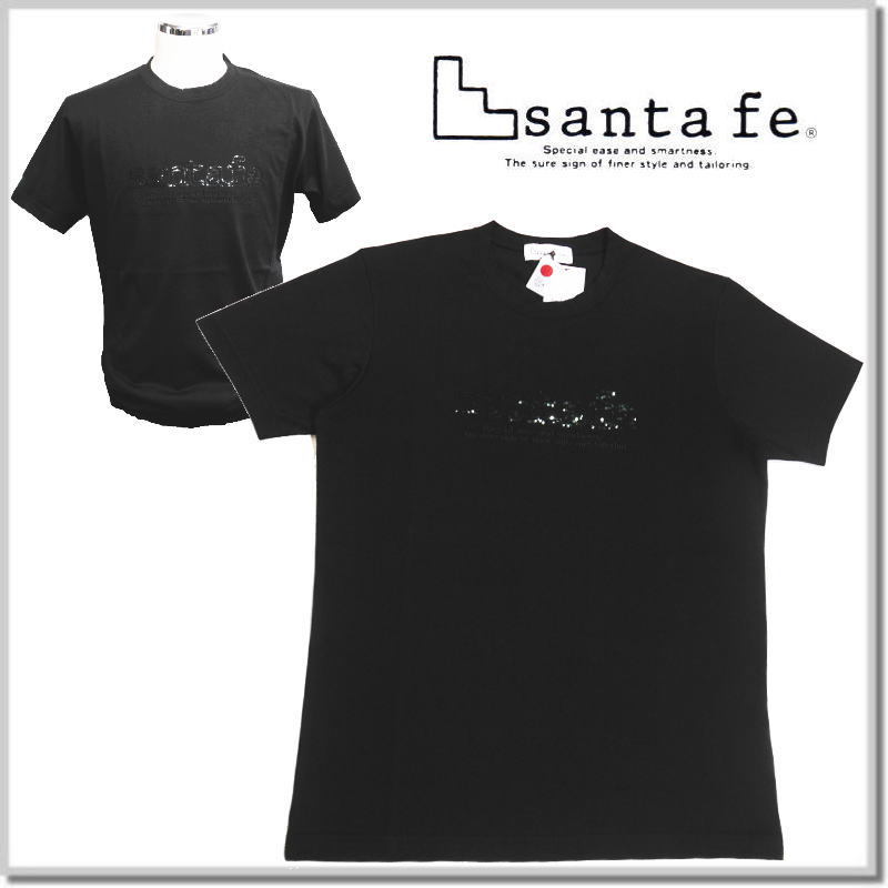 サンタフェ santa fe 天竺スパンコールロゴTシャツ 85803-18(BLACKxBLACK)-48(L) 半袖Tシャツ カットソー