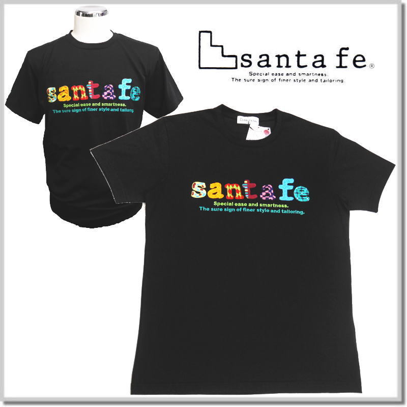 サンタフェ santa fe 天竺フロントアートロゴ刺しゅうTシャツ 85817-19(BLACK)-48(L) 半袖Tシャツ カットソー