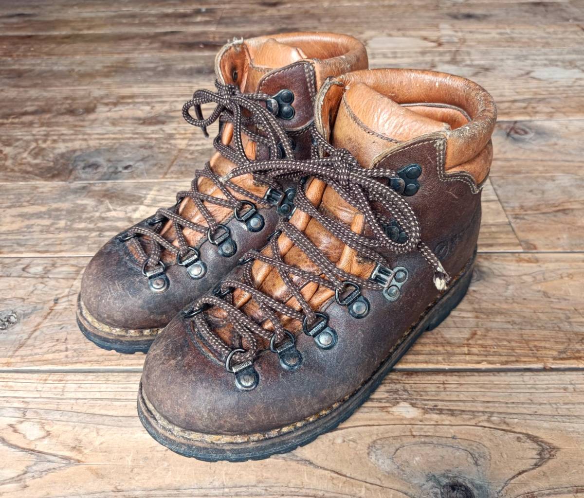  free shipping! Italy made Scarpa SCARPA leather mountain climbing shoes leather shoes mountain boots size 37(23.5~24.) vibram outdoor old clothes vintagego low GORO