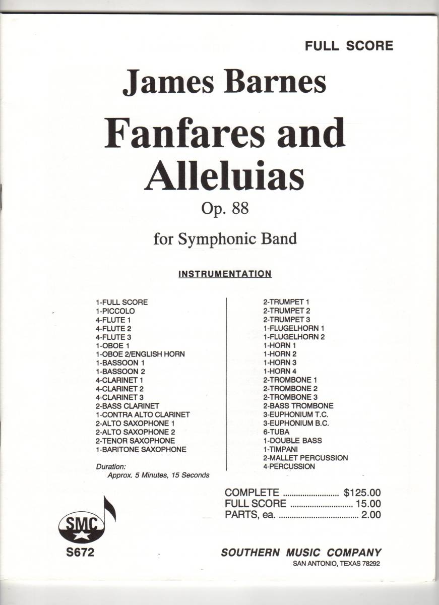 吹奏楽楽譜/ジェームズ・バーンズ：ファンファーレとアレルヤ/試聴可/FANFARES & ALLELUIAS_画像2