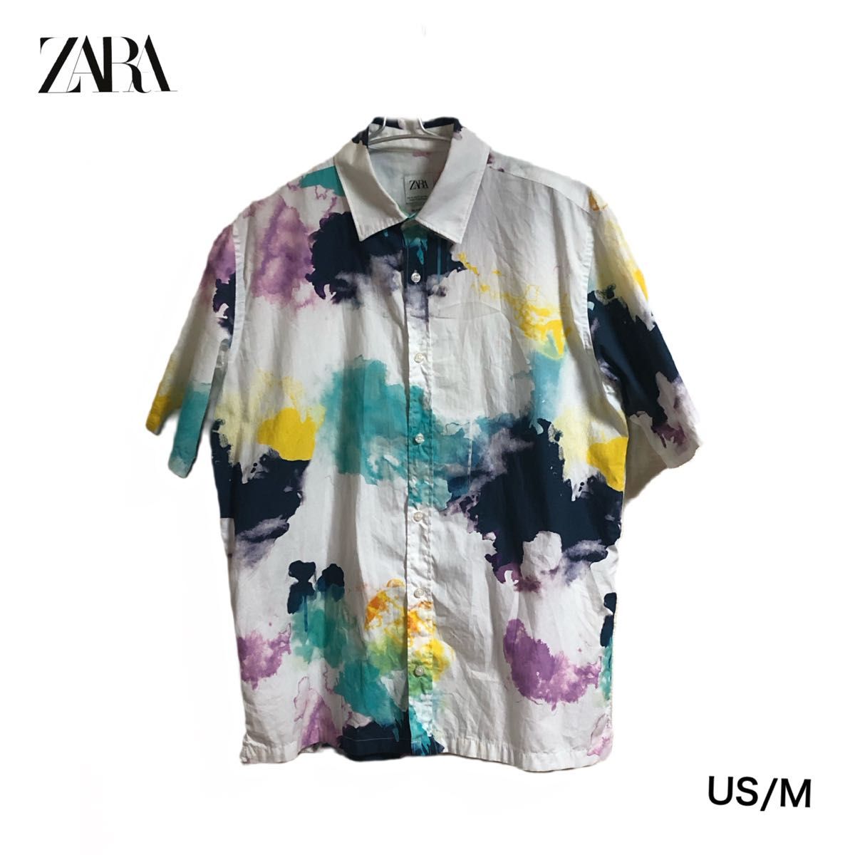 Summer SALE ！ZARA 半袖シャツ 総柄シャツ アロハシャツ ザラ オープンカラーシャツ