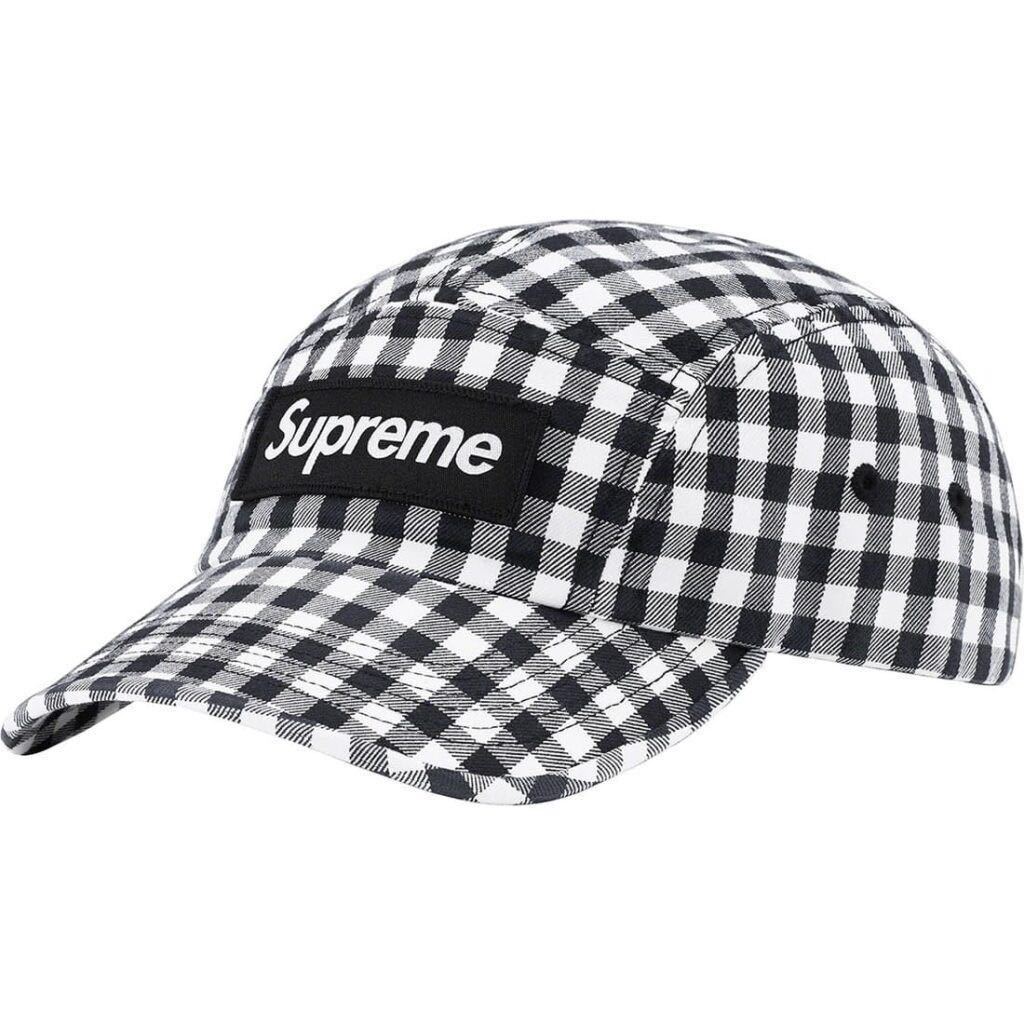 送料無料 黒 Supreme Gingham Camp Cap Black シュプリーム ギンガム チェック キャンプ キャップ ブラック 23SS Box Logo ボックスロゴ