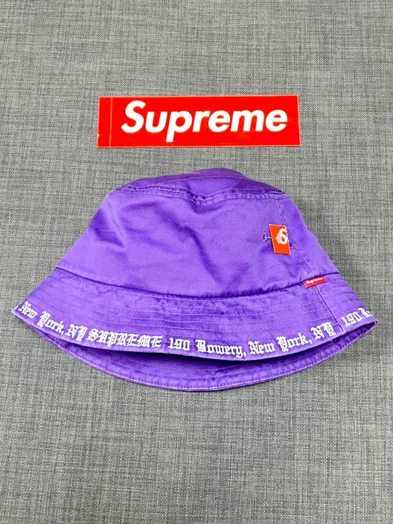 送料無料 S/M 紫 Supreme Embroidered Brim Crusher Purple シュプリーム エンプロイダリー クラッシャー ハット バケハ 23SS BoxLogo 新品_画像2