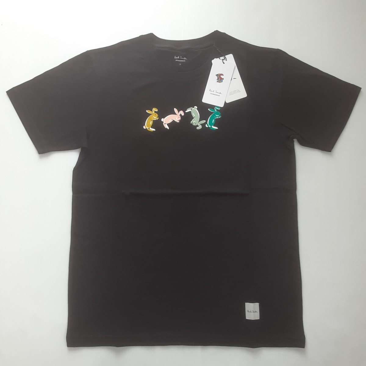 新品 ポールスミス Paul Smith 半袖Tシャツ S 前転 でんぐり返しラビット ウサギ Uネック ブラック ラウンジウェア ホームウェア タグ付き_画像2