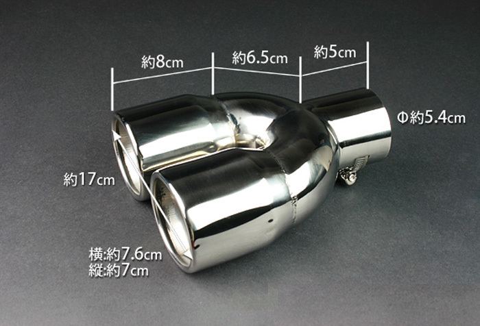  all-purpose muffler cutter double type 2 pipe out silver GTPAX8398 made of stainless steel band type 32mm~54mm