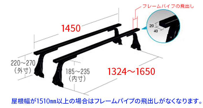 レジアスエースバン 200系 標準ルーフロングボディ ベースキャリア SGR-11 1台分 2本セット ロッキープラス_画像4