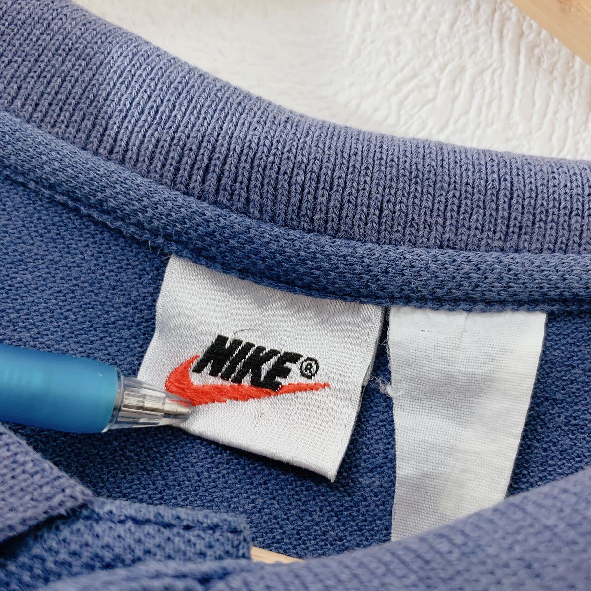 90s ヴィンテージ　NIKE ナイキ　ポロシャツ　半袖　ネイビー　刺繍　メンズ　M アメカジ　ストリート　スポーツ　古着_画像4