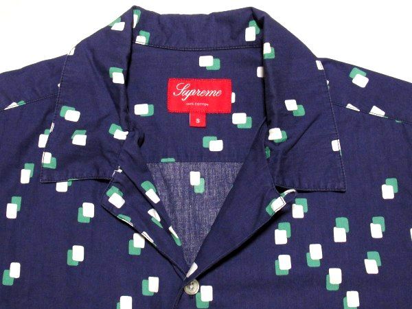 Supreme Squares Shirt Sサイズ スクエア シャツ Navy ネイビー_画像4