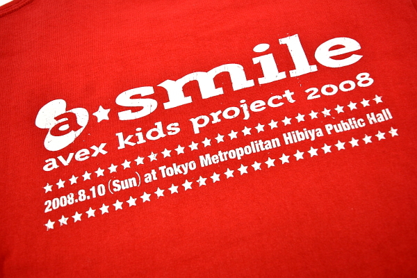 S4932★送料無料★a smile avex kids project 2008 エイベックス キッズコンテスト★日比谷公会堂 両面プリント レッド赤 半袖Tシャツ S_画像5