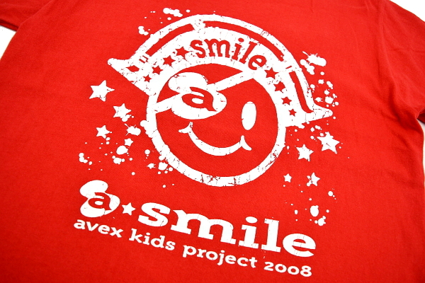 S4932★送料無料★a smile avex kids project 2008 エイベックス キッズコンテスト★日比谷公会堂 両面プリント レッド赤 半袖Tシャツ S_画像2