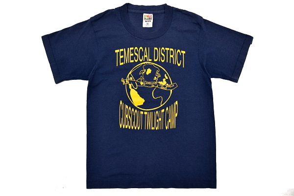 S4975★送料無料★TEMESCAL DISTRICT CUBSCOUT TWILIGHT CAMP★USA アメリカ製 AROUND THE WORLD IN 5 DAYS ネイビー紺 半袖Tシャツ 14-16_画像1