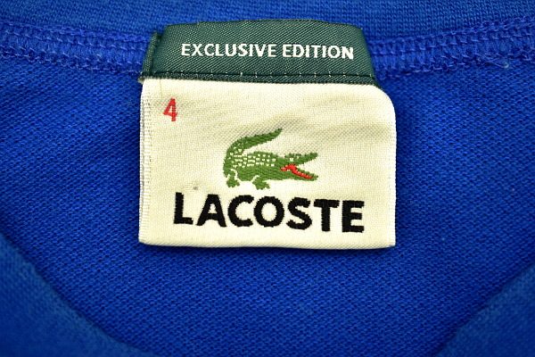 Y-5789★送料無料★美品★LACOSTE ラコステ EXCLUSIVE EDITION★日本製 ブルー青 胸ポケット ワニロゴ刺繍 鹿の子 長袖 ロング T-シャツ 4_画像5