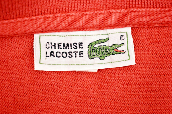 Y-5827★送料無料★美品★CHEMISE LACOSTE シュミーズ ラコステ★80s 90s 日本製 ヴィンテージ 赤 ワニロゴ刺繍 鹿の子 長袖 ポロシャツ 4_画像2