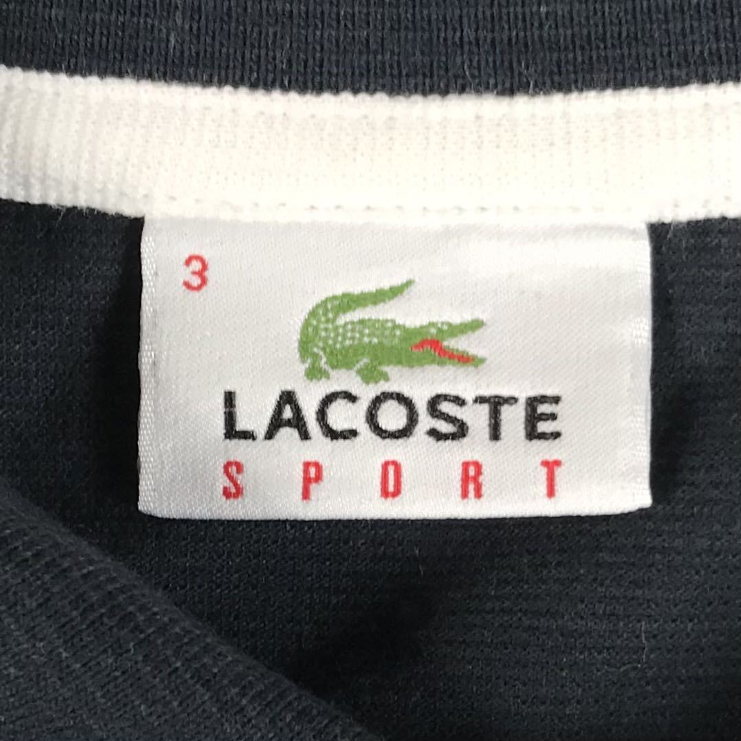 LACOSTE ラコステ 半袖ポロシャツ 3 濃いグレー 刺繍ロゴ ワッペン ワニ_画像7