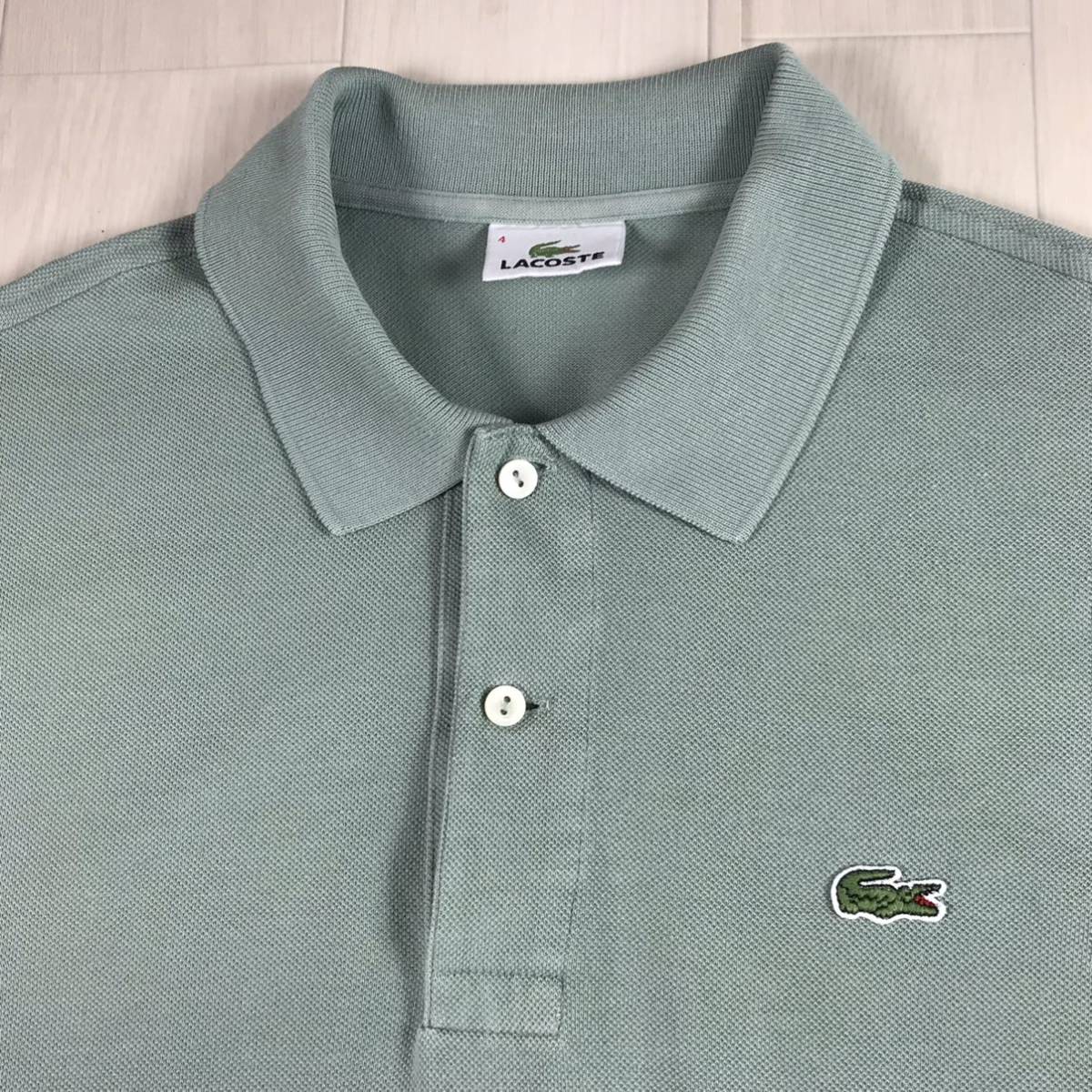 LACOSTE ラコステ 半袖ポロシャツ 4 くすみグリーン ウグイス色 ワニ_画像4