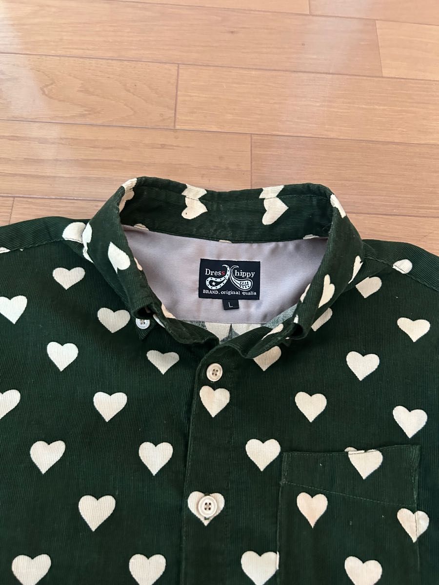 DRESS HIPPY DH-HEART L/S SHIRT GREEN(ドレスヒッピー・DHハートロングスリーブシャツ・グリーン